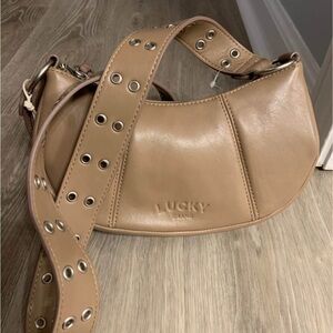 Lucky Brand Beige Shoulder Bag with Grommet Strap